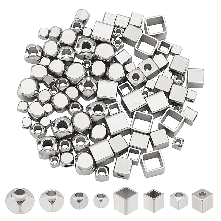 DICOSMETIC 96Pcs 8 Style 304 Stainless Steel Beads STAS-DC0005-74-1