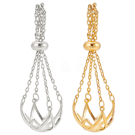 DELORIGIN 2Pcs 2 Colors Brass Pearl Cage Pendant Mounting KK-DR0001-01-1