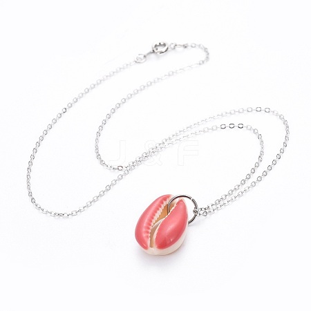 Cowrie Shell Beads Pendants Necklaces NJEW-JN02365-05-1