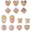 2Pcs 2 Colors Brass Micro Pave Cubic Zirconia Beads KK-YW0003-04-2