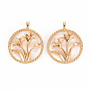 Brass Micro Pave Clear Cubic Zirconia Pendants X-KK-T062-188G-NF-1