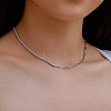 Rhodium Plated 925 Sterling Silver Pave Clear Cubic Zirconia Paperclip Chain Necklaces for Women NJEW-Q342-10P-2