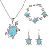 Tortoise Synthetic Turquoise Pendant Necklacres & Link Bracelets & Dangle Earring Sets FS-WG4B145-01-4