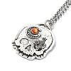 Skull Rhinestone Pendant Necklaces with Rolo Chains NJEW-F309-02-1
