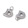 Brass Pave Shell Letter D Charms KK-G497-11P-2