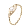 Horse Eye Natural Pearl Finger Rings RJEW-JR00844-01-2