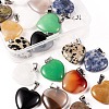 20Pcs 10 Style Heart Natural Gemstone Pendants G-LS0002-16-3