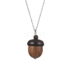 Acorns Disconnectable Ebony Wood Pendant Necklaces NJEW-JN04625-01-1