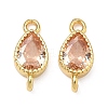 Brass Pave Cubic Zirconia Teardrop Connector Charms KK-P348-09G-04-1