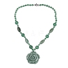 Natural Green Aventurine Flower Pendant Necklaces NJEW-N064-08I-3