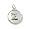 Brass Pave Natural Shell Flat Round with Letter Charms KK-Z115-13P-Z-1