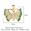 3Pcs Brass Micro Pave Cubic Zirconia Pendants ZIRC-OY001-61G-2