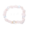 3Pcs Natural Quartz Crystal & Rose Quartz & Amethyst & Malaysia Jade & Synthetic Moonstone Beaded Stretch Bracelets for Women BJEW-JB12305-3