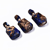 Assembled Synthetic Bronzite and Lapis Lazuli Openable Perfume Bottle Pendants G-S366-059A-1