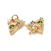 Triangle Brass Micro Pave Colorful Cubic Zirconia Pendants KK-G406-41G-3