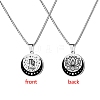 12 Constellation Titanium Steel Half Moon & Lotus Pendant Box Chain Necklaces PW-WGE44A0-12-1