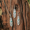 Bohemian Ethnic Style Zinc Alloy & Synthetic Turquoise Pendant Necklaces & Dangle Earrings Sets WG7E01E-08-1
