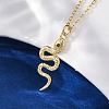 Brass Micro Pave Clear Cubic Zirconia Snake Pendant Necklaces NJEW-S438-02C-G-1