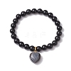 2pcs 2 Styles 6mm Round & Chip Natural Dyed & Heated Black Agate Beaded Stretch Bracelet Sets BJEW-TA00517-04-4