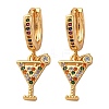Wine Glass Brass Micro Pave Cubic Zirconia Dangle Hoop Earrings EJEW-F384-16G-02-4