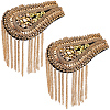 Teardrop Iron Chain Tassel with Rhinestone Epaulettes AJEW-WH20006-326A-G-1
