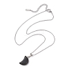 2Pcs 2 Style Crescent Moon Natural Larvikite & Quartz Crystal Pendant Necklaces NJEW-JN04642-4