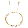 Handmade Brass & Imitation Pearl Round Beaded Bracelets YH5085-1-2
