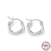 Rhodium Plated 925 Sterling Silver Hoop Earrings EJEW-K258-15A-P-1