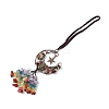 Natural Tourmaline Moon with Mixed Gemstone Chips Tassel Pendant Decorations G-L524-07R-A07-2