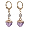 Heart Natural Mixed Gemstone Dangle Leverback Earrings EJEW-JE05470-4
