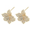 Brass with Cubic Zirconia Stud Earring EJEW-B035-46KCG-1