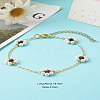 Shell Pearl & Acrylic Beads Flower Link Bracelets X1-BJEW-TA00003-05-2