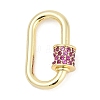 Oval Brass Micro Pave Cubic Zirconia Screw Carabiner Clasps KK-G522-47G-01-1