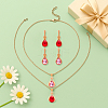 3 Colors Rhinestone Teardrop Dangle Stud Earrings & Pendant Necklace SJEW-HY0001-23-4