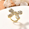 Bowknot 304 Stainless Steel Rhinestone Cuff Rings for Women RJEW-A058-01B-G-1