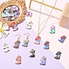 24Pcs 12 Styles Light Gold Alloy Printed Pendants FIND-YW0011-62-4