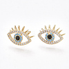 Brass Cubic Zirconia Stud Earrings KK-S350-357-1