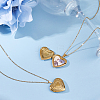 2Pcs 316 Surgical Stainless Steel Heart Photo Locket Pendant Cable Chain Necklaces for Women NJEW-DC0001-15G-5