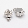 Anti-Tarnish Rhodium Plated 925 Sterling Silver Box Clasps STER-A030-64-1