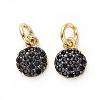 Brass Micro Pave Black Cubic Zirconia Charms KK-I658-51-1