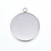 201 Stainless Steel Pendant Cabochon Settings STAS-P210-07P-1