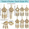 6Pcs 6 Styles Hollow Brass Bead Cage Big Pendants FIND-SC0014-10AB-2