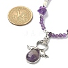 Natural & Synthetic Mixed Gemstone Angel Pendant Necklace with Shell Pearl Beaded Chains NJEW-JN04373-3