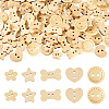 100Pcs 5 Styles Wooden Buttons BUTT-TA0001-46-1