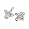 Brass Micro Pave Clear Cubic Zirconia Pendants ZIRC-I036-25P-2