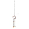 Natural Rose Quartz Chip & Iron Suncatchers HJEW-G028-03B-1