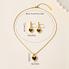 201 Stainless Steel Shell Heart Stud Earrings & Pendant Necklaces Sets for Women GN7262-2