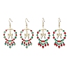 2 Pairs 2 Colors Christmas Themed Handmade Glass Seed Beads Dangle Earrings EJEW-MZ00488-2