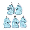 Carved Synthetic Turquoise Pendants G-N0327-002J-1