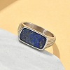 316L Stainless Steel Natural Lapis Lazuli Finger Rings for Women RJEW-U054-02C-03P-3